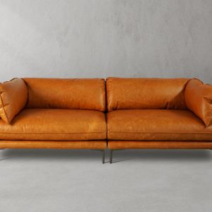 Mercury Long Arm Leather&Mental Sofa